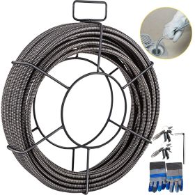 VEVOR Drain Cleaning Cable 100 Feet x 1/2 Inch Solid Core Cable Sewer Cable Drain Auger Cable Cleaner Snake Clog Pipe Drain Cleaning Cable Sewer