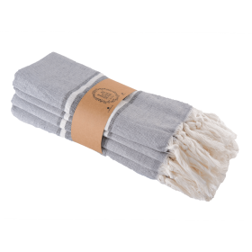Smyrna Turkish Hand / Kitchen Towel 4 pack 23x17in (Color: Dark Gray)