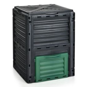 80-Gallon Outdoor Composter with Large Openable Lid and Bottom Exit Door (Color: Green)